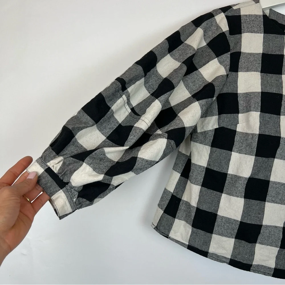 Anthropologie Sunday in Brooklyn Buffalo Plaid Gingham Balloon Sleeve Blouse XXS